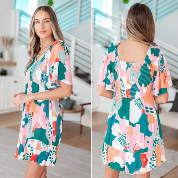 JODIFL - Abstract Floral Mini Dress - Small - Picture 4 of 11